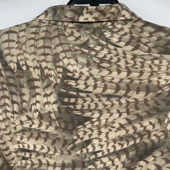 Vtg Y2K Venezia Jeans Button Up Womens Top Sz 22/24 Boho Earthy Neutral Feather - Picture 6 of 9